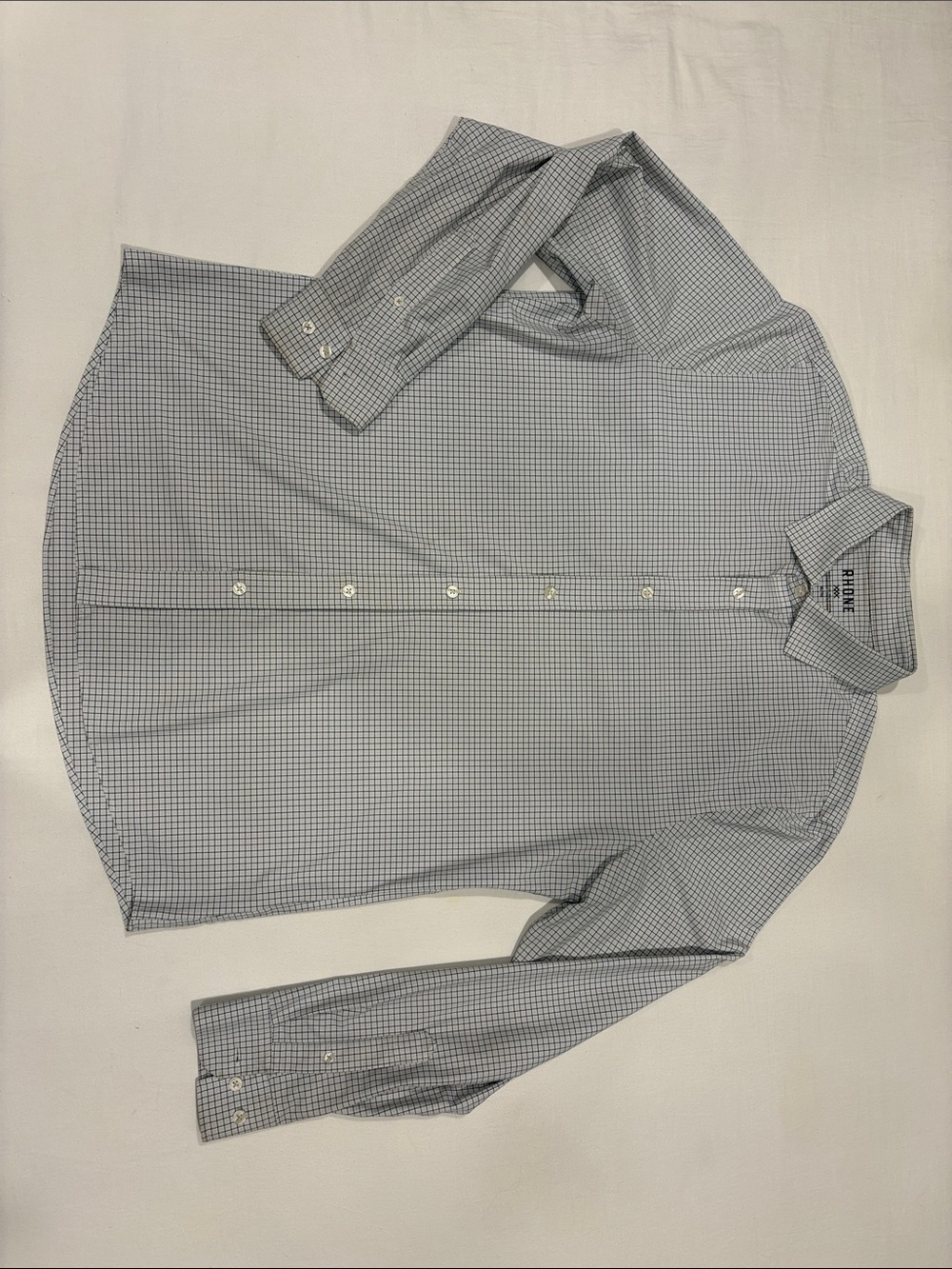Rhone Commuter Shirt - White and Blue Athleisure button up